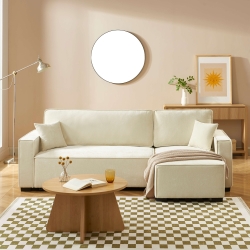 Canapé d'angle convertible et réversible GAVI 4 places tissu beige