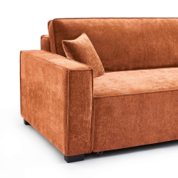 Canapé d'angle convertible et réversible GAVI 4 places tissu terracotta
