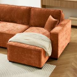 Canapé d'angle convertible et réversible GAVI 4 places tissu terracotta