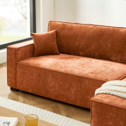 Canapé d'angle convertible et réversible GAVI 4 places tissu terracotta