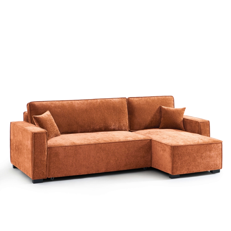 Canapé d'angle convertible et réversible GAVI 4 places tissu terracotta