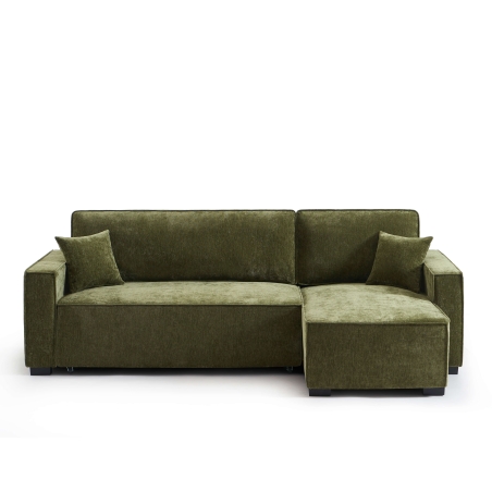 Canapé d'angle convertible et réversible GAVI 4 places tissu vert