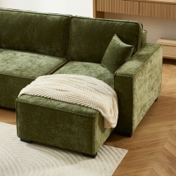 Canapé d'angle convertible et réversible GAVI 4 places tissu vert