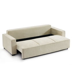Canapé droit convertible GAVI 3 places tissu beige
