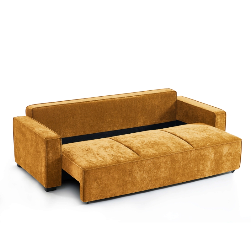 Canapé droit convertible GAVI 3 places tissu jaune