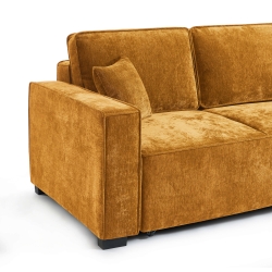 Canapé droit convertible GAVI 3 places tissu jaune