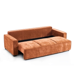 Canapé droit GAVI convertible tissu terracotta 3 places