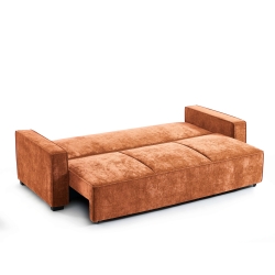 Canapé droit GAVI convertible tissu terracotta 3 places