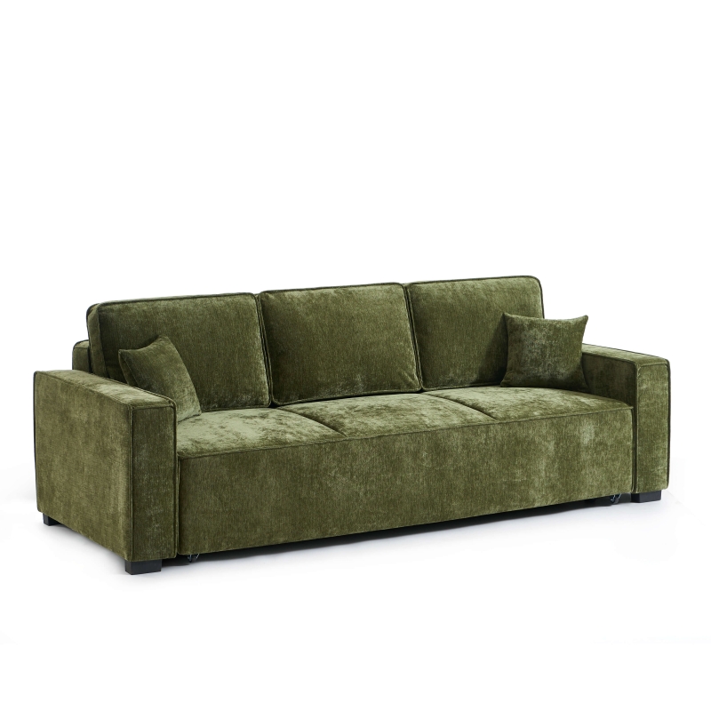 Canapé droit convertible GAVI 3 places tissu vert