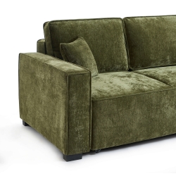 Canapé droit convertible GAVI 3 places tissu vert