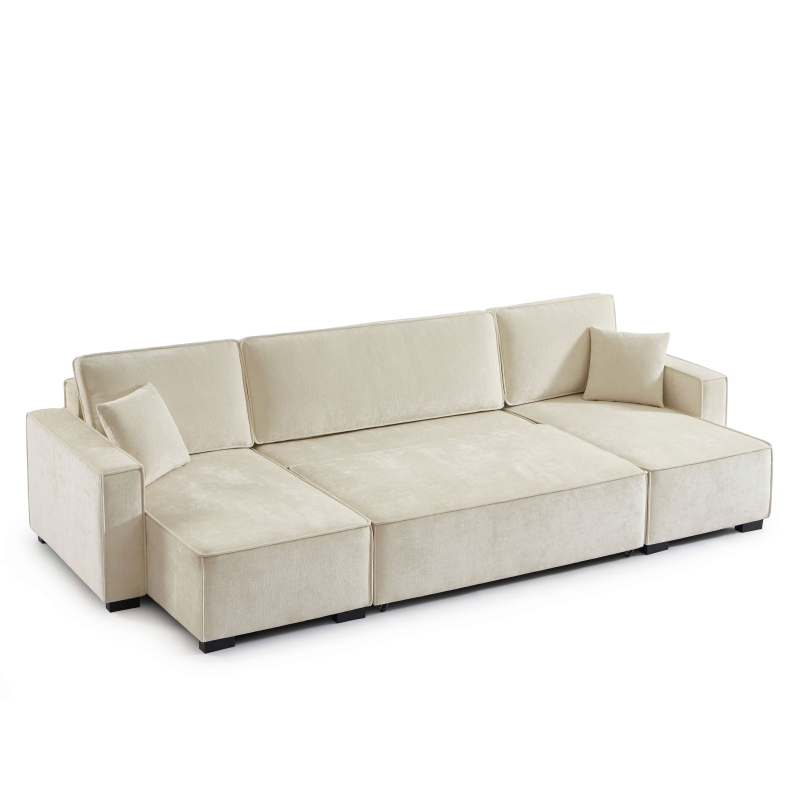 Canapé panoramique convertible GAVI 6 places tissu beige