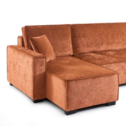 Canapé panoramique convertible GAVI 6 places tissu terracotta