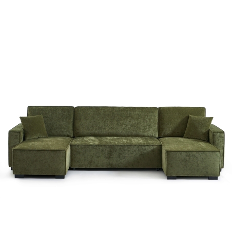 Canapé panoramique convertible GAVI 6 places tissu vert