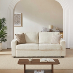 Canapé droit convertible express SOCCA 3 places tissu beige