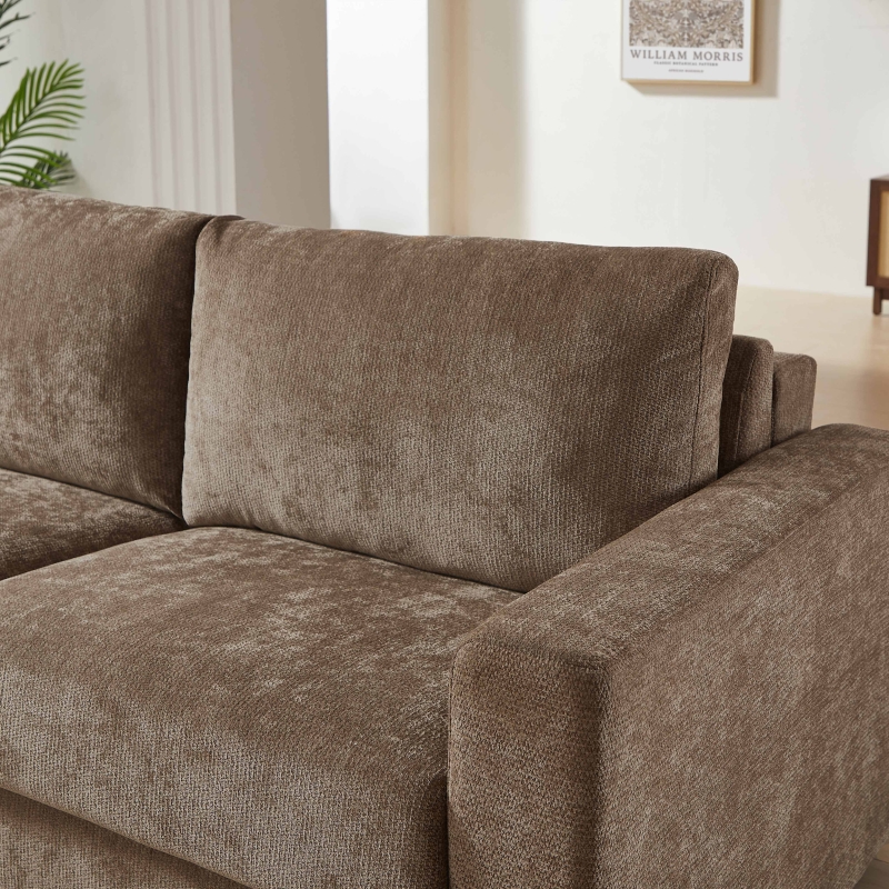 Canapé droit convertible express SOCCA 3 places tissu marron