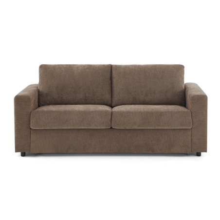Canapé droit convertible express SOCCA 3 places tissu marron