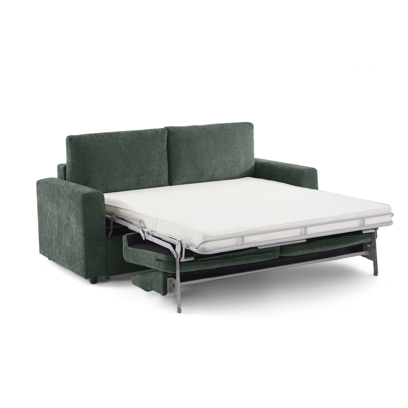 Canapé droit convertible express SOCCA 3 places tissu vert