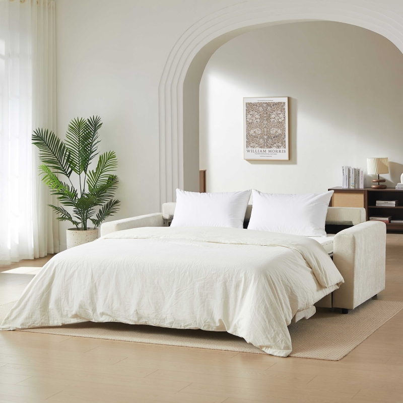 Canapé droit convertible express SOCCA 3-4 places tissu beige