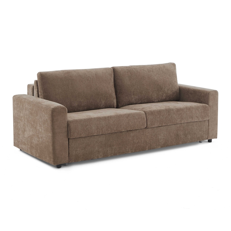 Canapé droit convertible express SOCCA 3-4 places tissu marron