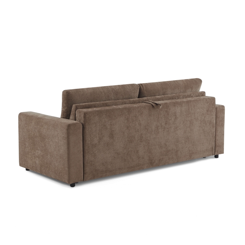 Canapé droit convertible express SOCCA 3-4 places tissu marron
