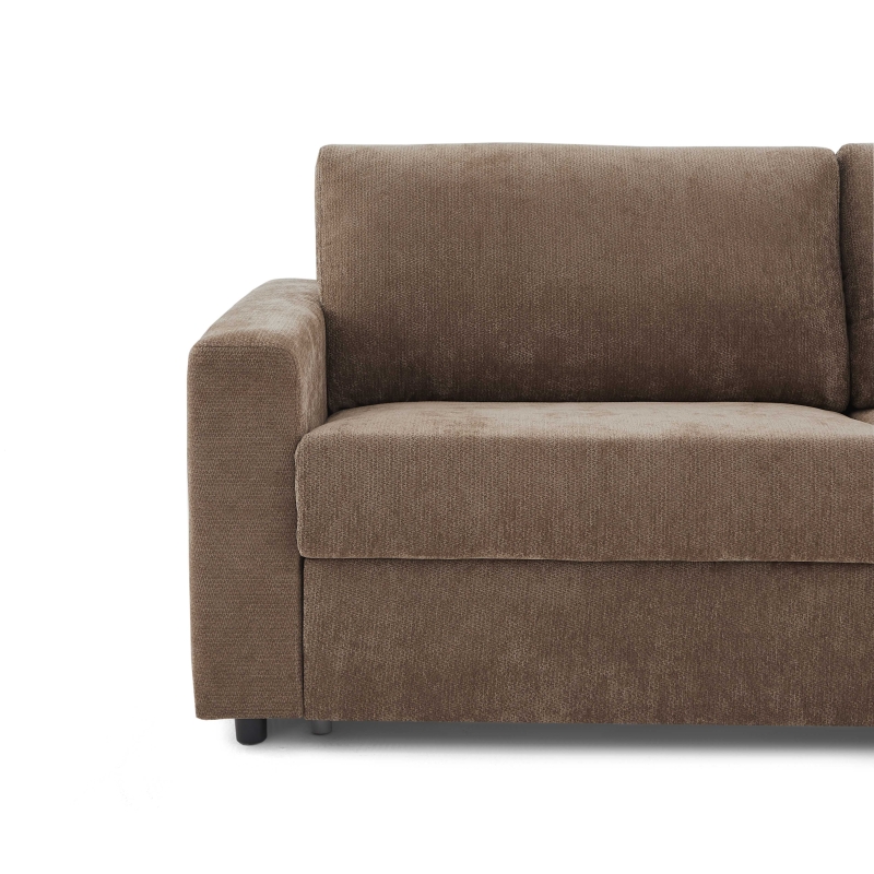 Canapé droit convertible express SOCCA 3-4 places tissu marron