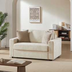 Canapé droit convertible express SOCCA 2 places tissu beige