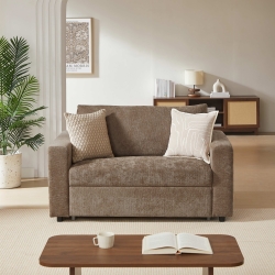 Canapé droit convertible express SOCCA 2 places tissu marron