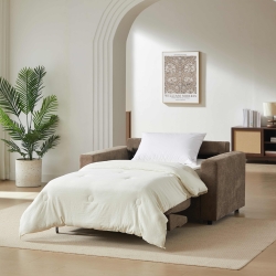 Canapé droit convertible express SOCCA 2 places tissu marron