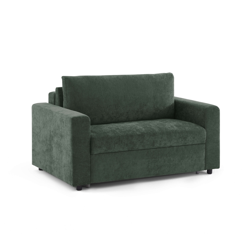 Canapé droit convertible express SOCCA 2 places tissu vert