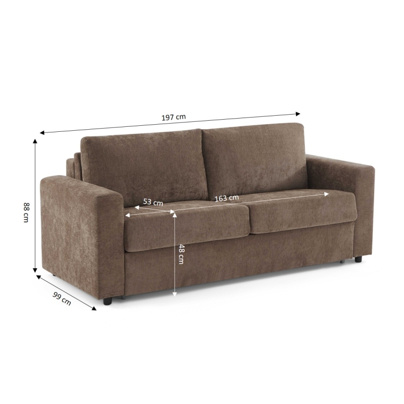 Canapé droit convertible express SOCCA 3 places tissu marron