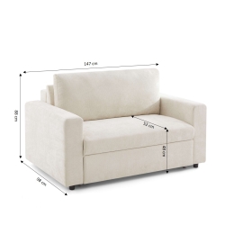 Canapé droit convertible express SOCCA 2 places tissu beige