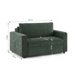 Canapé droit convertible express SOCCA 2 places tissu vert