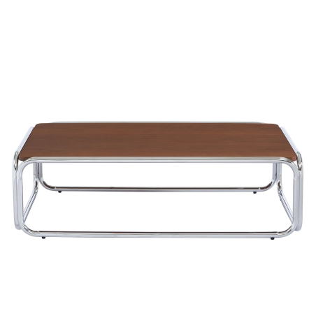Table basse MAGGY placage noyer structure en chrome