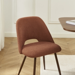 Lot de 2 chaises ELISABETH tissu terracotta pieds effet noyer