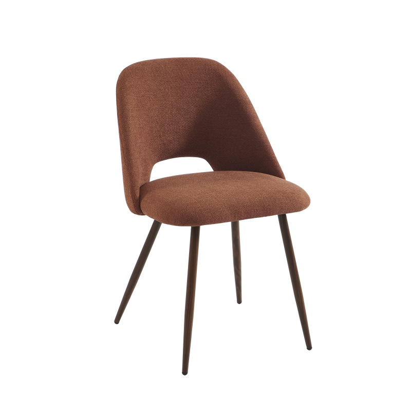 Lot de 2 chaises ELISABETH tissu terracotta pieds effet noyer