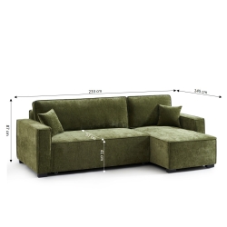 Canapé d'angle convertible et réversible GAVI 4 places tissu vert