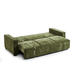 Canapé droit convertible GAVI 3 places tissu vert