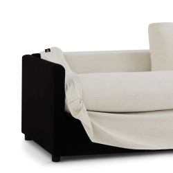 Canapé droit fixe déhoussable JATOBA 3 places tissu beige