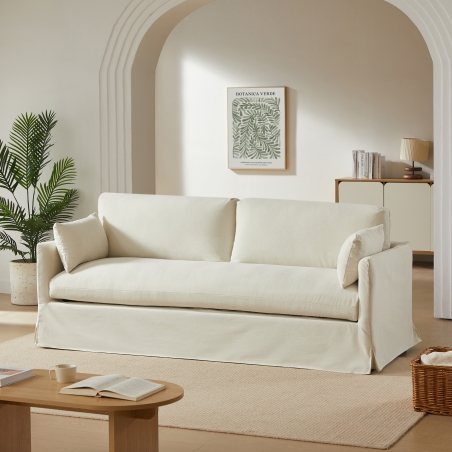 Canapé droit fixe JATOBA 3 places tissu beige