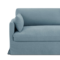 Canapé droit fixe déhoussable JATOBA 3 places tissu bleu