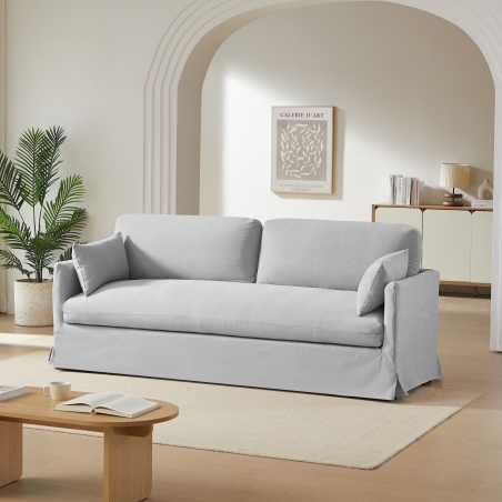 Canapé droit fixe JATOBA 3 places tissu gris