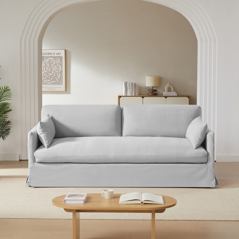 Canapé droit fixe déhoussable JATOBA 3 places tissu gris