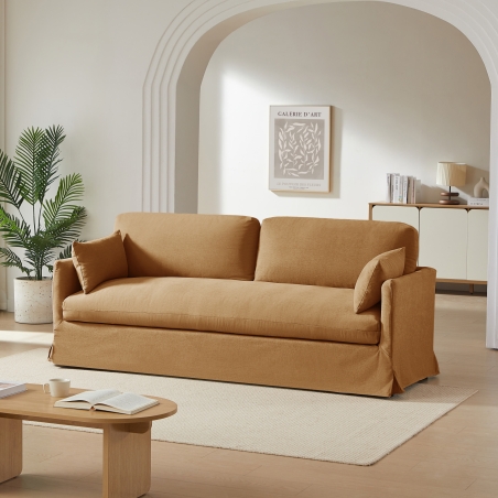 Canapé droit fixe JATOBA 3 places tissu orange