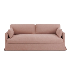 Canapé droit fixe déhoussable JATOBA 3 places tissu rose
