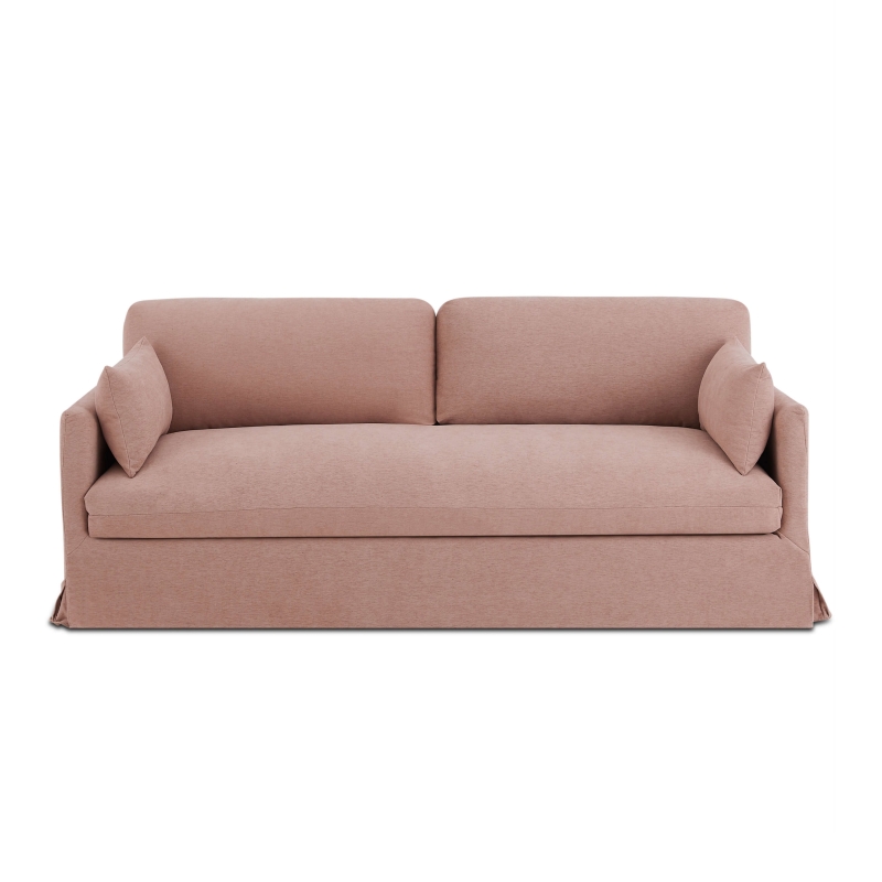 Canapé droit fixe déhoussable JATOBA 3 places tissu rose