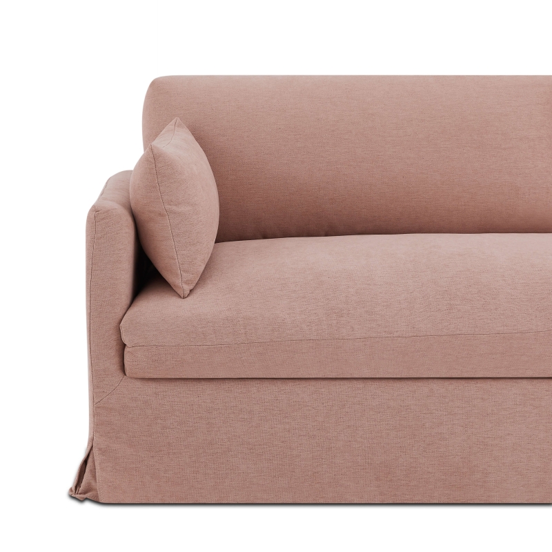 Canapé droit fixe déhoussable JATOBA 3 places tissu rose