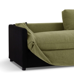 Canapé droit fixe déhoussable JATOBA 3 places tissu vert