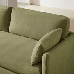 Canapé droit fixe déhoussable JATOBA 3 places tissu vert