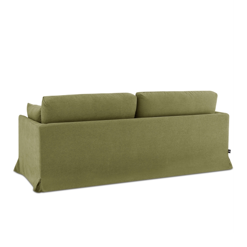 Canapé droit fixe déhoussable JATOBA 3 places tissu vert