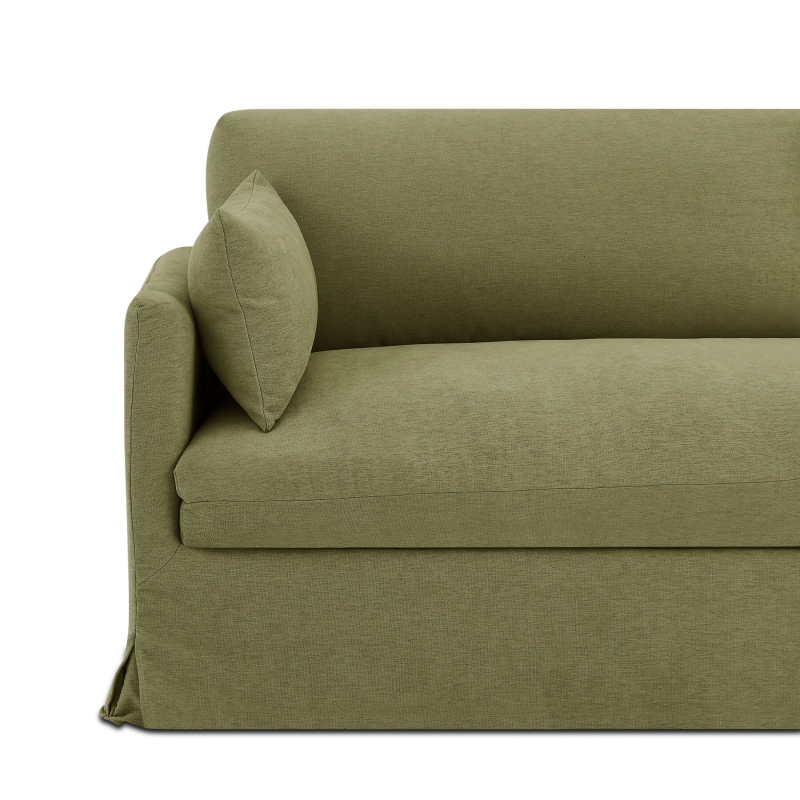 Canapé droit fixe déhoussable JATOBA 3 places tissu vert